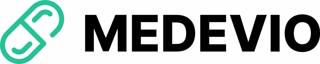 Medevio-Logo s textem - bílé pozadí